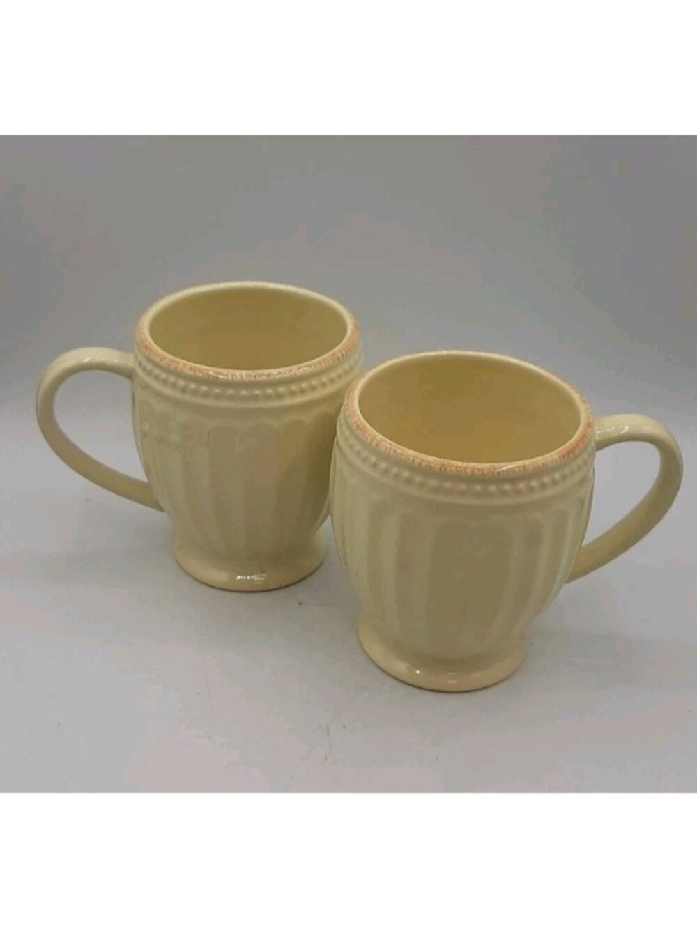 Pair Lenox American French Perle Everything Mug Thyme Green Coffee Mugs